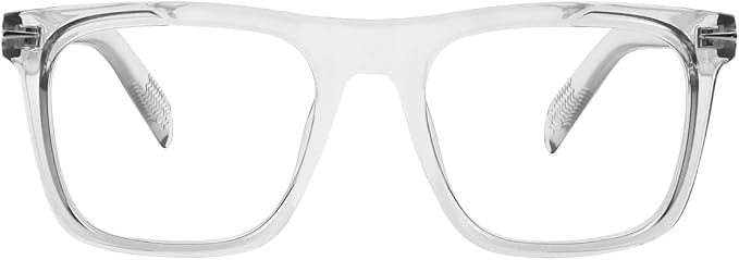 Trendy Square Blue Light Blocking Glasses for Men Women, Fashion Frame Non-prescription Computer Glasses (Transparent Grey)