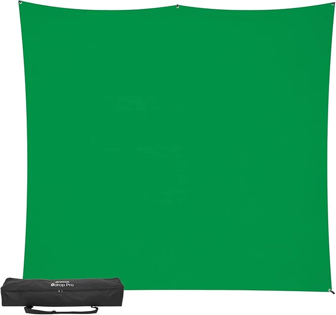 Westcott 8'x8' Chroma-Key Green Screen X-Drop Pro Wrinkle-Resistant Backdrop Kit - for Headshots, Video Interviews, and Photo Booths