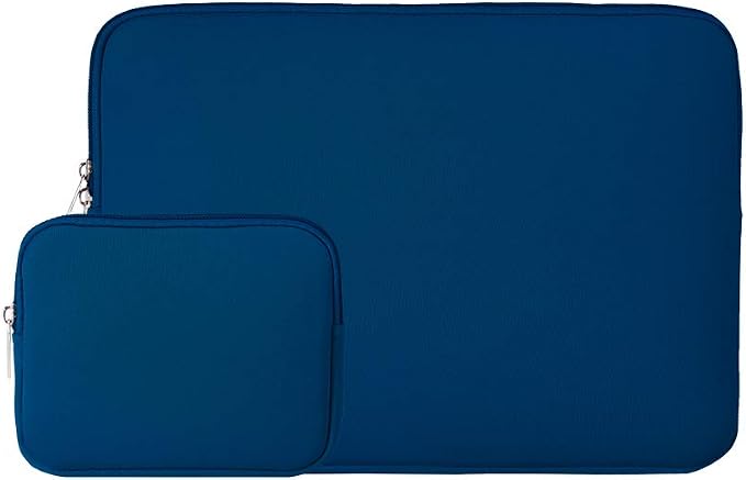RAINYEAR Laptop Sleeve Case Compatible with 13.3 Inch Notebook Computer Tablet Chromebook 14" MacBook Pro/Max M1 M2 M3 M4 M5 Soft Carrying Bag Protective Cover with Accessories Pouch (Navy Blue)