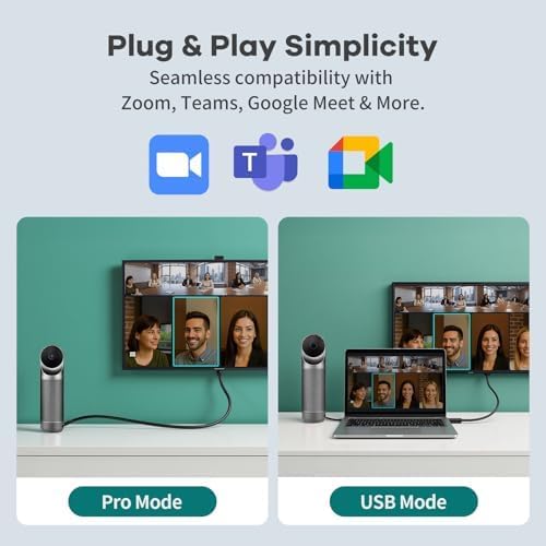 KanDao Meeting Pro 360-degree Video Conference Camera with Microphones and Speakers, AI Tracking, Smart Zooming, Automatic Focus, 4-in-one Standalone Meeting Room Camera System, Wi-fi/HDMI/USB