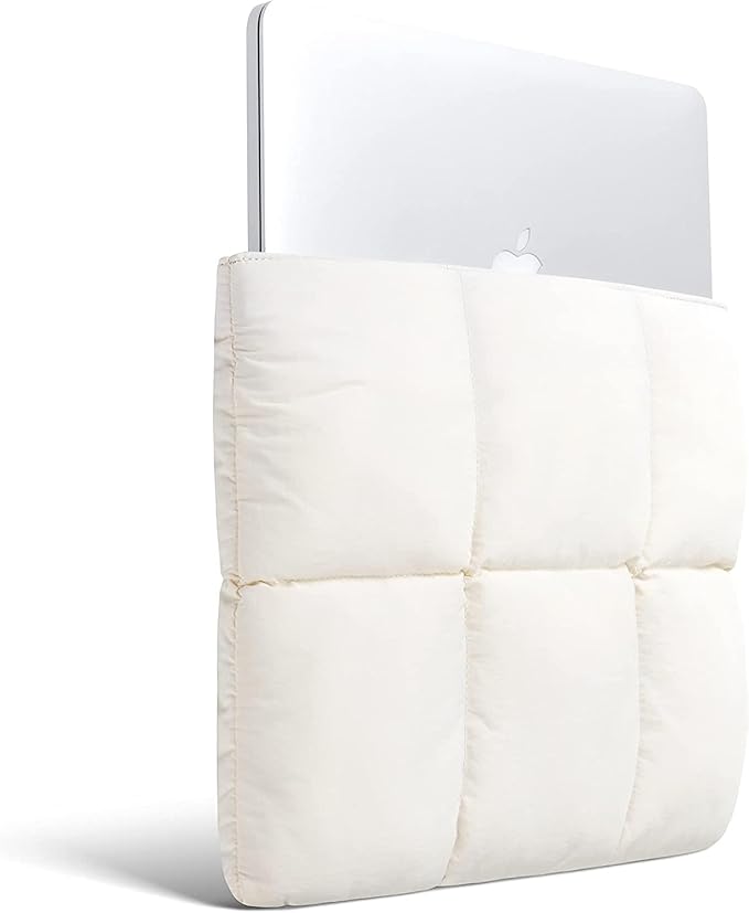 Comfyable Puffy Laptop Sleeve 13 Inch 14 Inch, Quilted Puffer Laptop Carrying Case for Women, Pillow Case Compatible with MacBook Air/Pro M5 M4 M3 M2 Pro/Max 2026, 13" MacBook Neo A18, Rice | Puffy