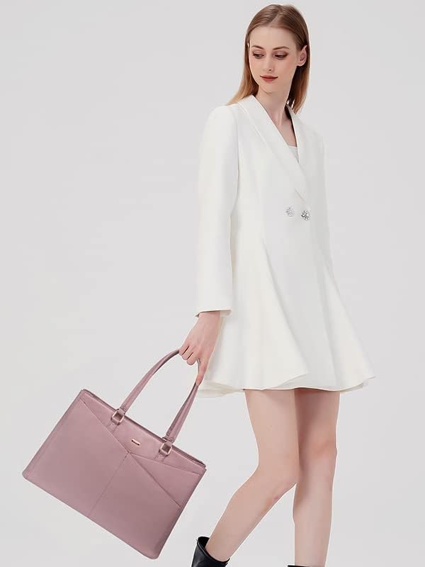 LOVEVOOK Laptop Tote Bag for Women 15.6 Inch Waterproof Leather Computer Bags Women Business Office Work Bag Briefcase Light Purple