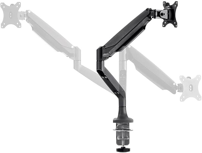 Monoprice Single Monitor Adjustable Gas Spring Desk Mount - Black, Supports Up to 34 inch Monitors, 19.8 LBS Display Weight, Smooth Full-Motion Black - Workstream Collection