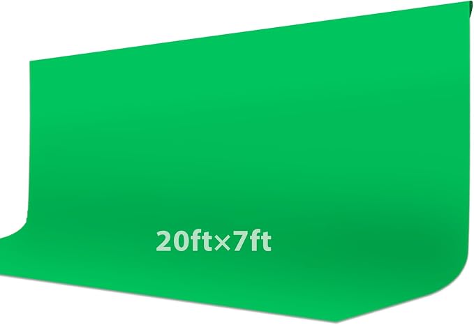Green Screen Backdrop, 20x7ft (WxH) Photography Chromakey Greenscreen Background Sheet, Polyester Collapsible Green Backdrop Curtain for Streaming, Meeting, Photoshoot, Video Recording