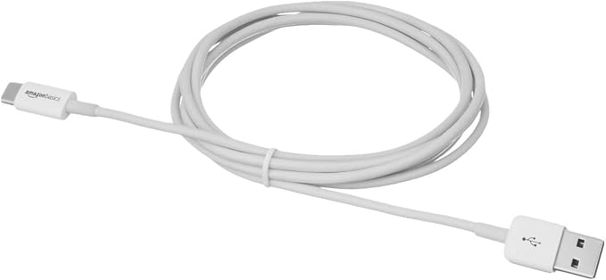 Amazon Basics USB-C to USB-A 2.0 Fast Charger Cable, 480Mbps Speed, USB-IF Certified, for Apple iPhone 16/15, iPad, Samsung Galaxy, Tablets, Laptops, 6ft, White (Pack of 2)