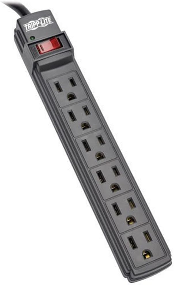 Tripp Lite 6 Outlet Power Strip NEMA 5-15R 6-ft Cord 5-15P Black Housing (PS66B)