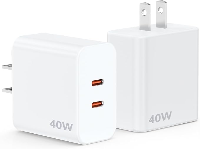 USB C Charger Block, 40W Dual Port Fast Charger 20W Type C Charging Block 3.1A USB Wall Charger Dual Port PD+QC Charging Cube for iPhone 15 16 14 13 12 11 Pro Max XS, iPad, Samsung Phone, Tablet