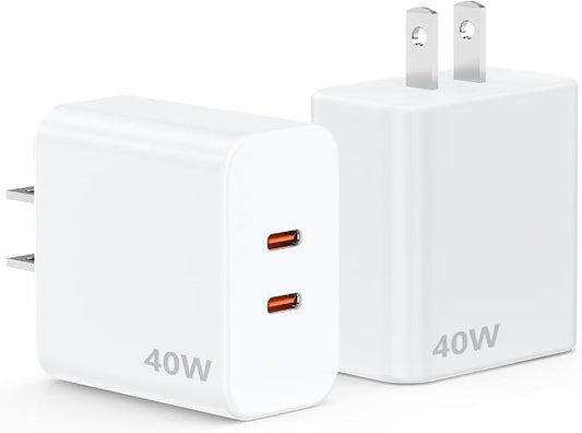 USB C Charger Block, 40W Dual Port Fast Charger 20W Type C Charging Block 3.1A USB Wall Charger Dual Port PD+QC Charging Cube for iPhone 15 16 14 13 12 11 Pro Max XS, iPad, Samsung Phone, Tablet