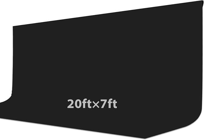 Black Backdrop Curtain 20x7ft (WxH), Black Photo Backdrop for Photography Polyester Collapsible Background Screen for Portrait, Product Video, Pet, Photoshoot, Birthday, Party