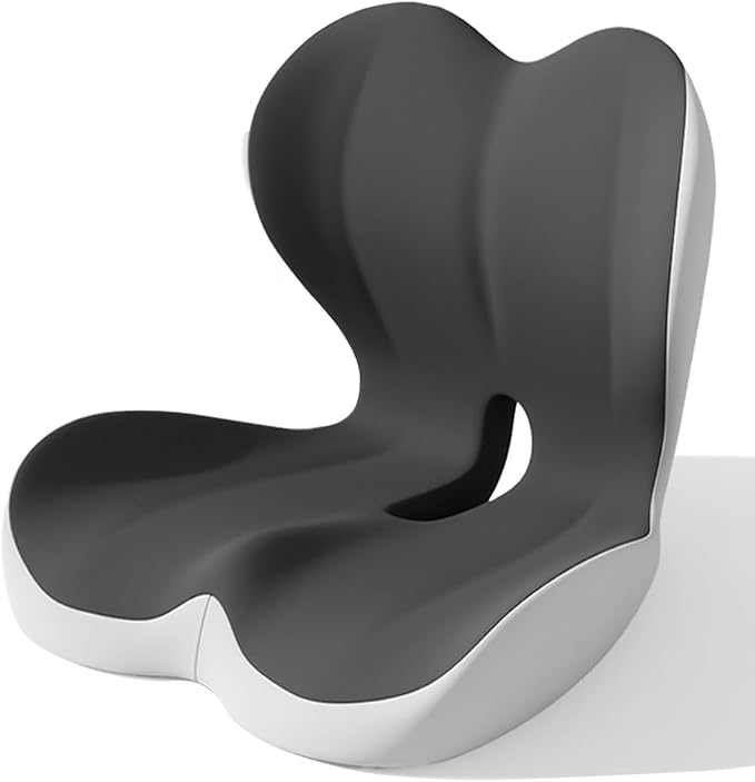 Breathable Ergonomic Memory Foam Seat Cushion & Lumbar Support Pillow, X-Large L-Shaped Coccyx Cushion with Tailbone Hollow, Pain Relief Pad, Ideal for Office Chair, Car, Gaming Chair & Wheelchair