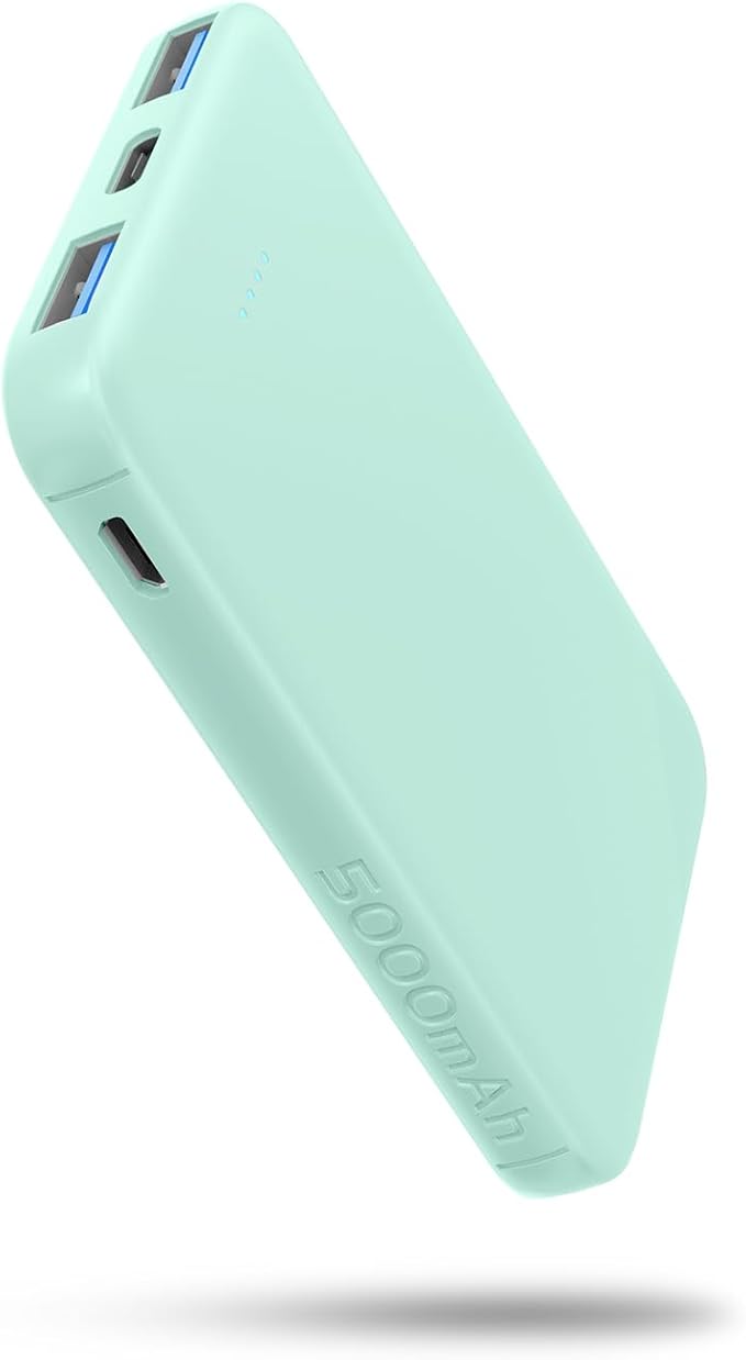S22 Portable Charger, Mini Colorful Power Bank, PowerNano, 5000mAh External Battery Pack Compatible with iPhone 15/14/13/12/11/X All Series and Android Phone,Green