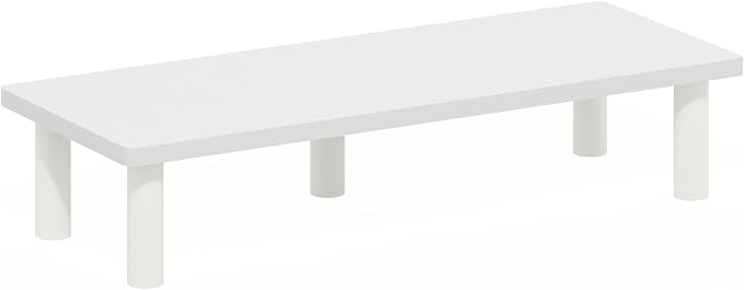 Furinno Turn-N-Tube Monitor Stand Riser, 23.6" Wide Rectangle Monitor Riser, Laptop Stand for Desk, Office Desk Accessories, Desktop Organizers and Accessories, Toolless Assembly, White