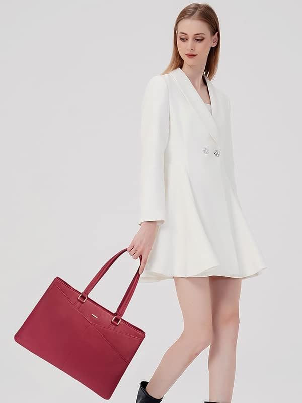 LOVEVOOK Laptop Bag for Women 15.6 Inch Tote Bags Waterproof Leather Briefcase Computer Women Business Office Work Bag,Red