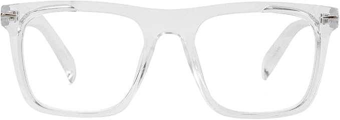 Trendy Square Blue Light Blocking Glasses for Men Women, Fashion Frame Non-prescription Computer Glasses (Transparent)