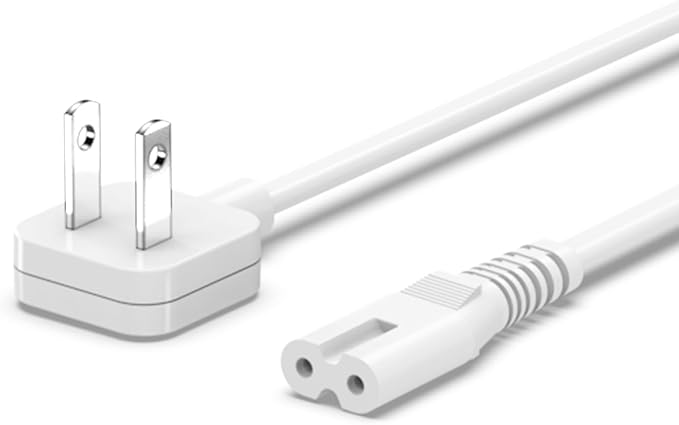 5ft Flat Extension Power Cord Replacement 10A, Figure 8 AC Cable Slim Plug 2 Prong for Anker, Ugreen, Baseus, Creative Design, MSTJRY, Upoy Charger, Power Supply for Xbox, TV, Low Profile