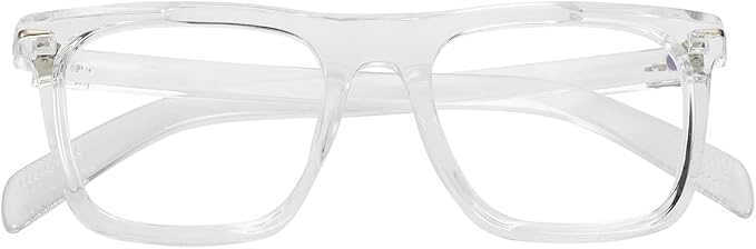Trendy Square Blue Light Blocking Glasses for Men Women, Fashion Frame Non-prescription Computer Glasses (Transparent)