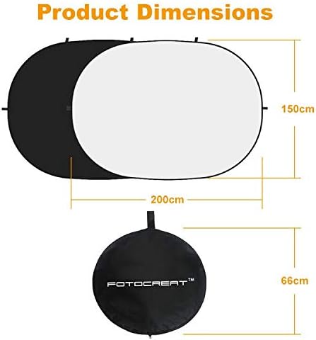 5x6.5ft Pop Up Black White Backdrop, Double-Sided Collapsible Portable Background with Carry Bag for Photography, Live Streaming