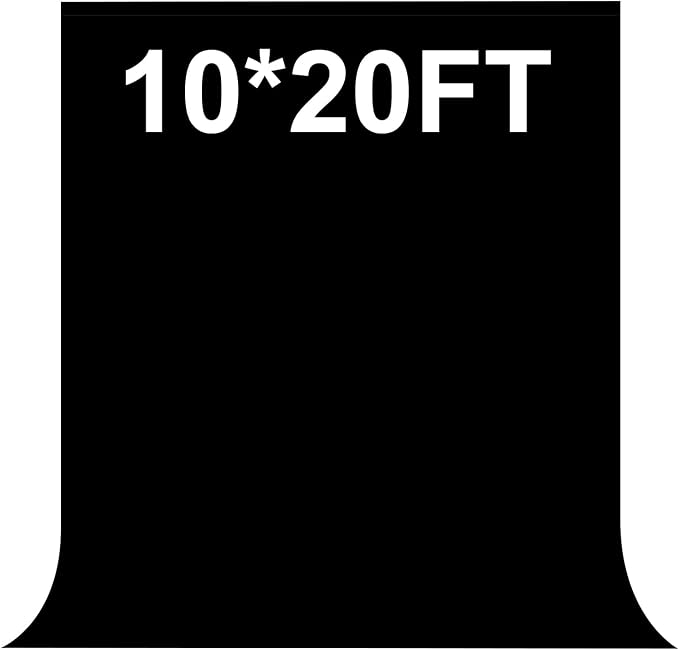 Black Backdrop for Photography 10 x 20 Ft,Black Background Sheet for Photography,Photo Backdrop Curtain for Photoshoot Video Polyester Cloth Video Studio Calls Streaming Gaming