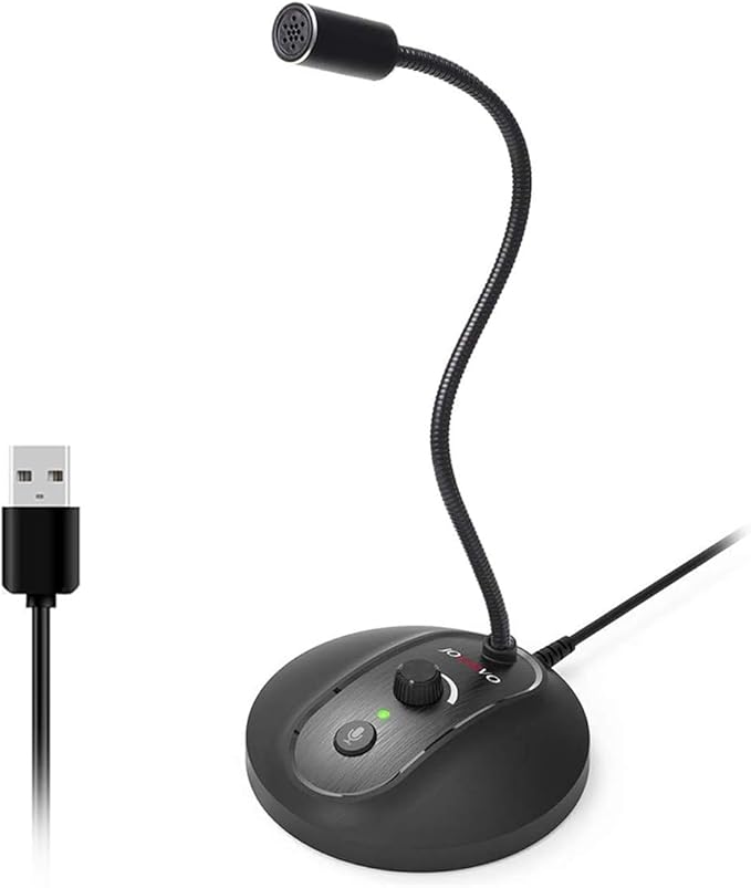 USB Computer Microphone with Mute Button, Plug&Play Condenser, Desktop, PC, Laptop, Mac, PS4 Mic -360 Gooseneck Design -Recording, Dictation, YouTube, Gaming, Streaming