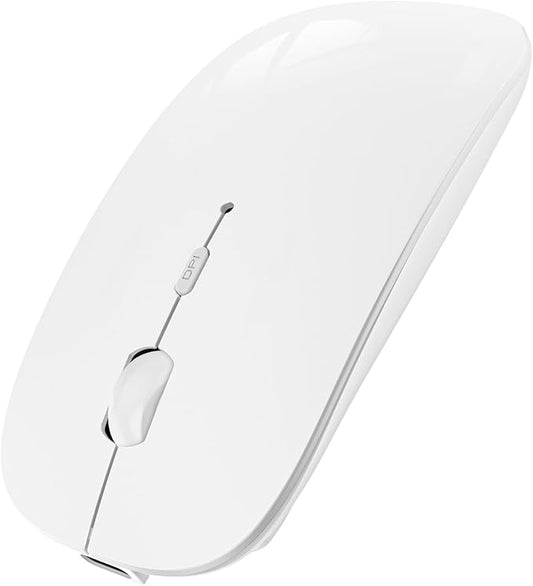 SUNGI Bluetooth Mouse for Laptop/MacBook/iPad/Android PC,Rechargable Quiet Slim Wireless Mice Compatible with Windows/Linux/Tablet,White