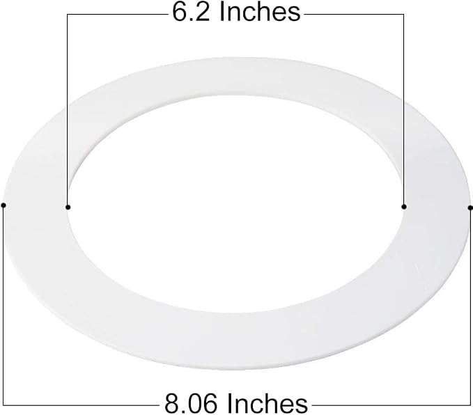 10 Pack Gloss White Goof Trim Ring for 6" Inch Recessed Lighting Trims Can Lighting Down Light, Outer Diameter 8.07 Inches