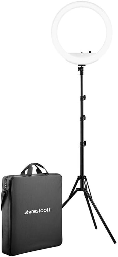 Westcott 18” Bi-Color LED Ring Light Kit with Batteries and Stand Professional Studio Continuous Lighting for Photography, Video Conferencing, Hair & Makeup Salons, Tattoo Studios, YouTube & TikTok