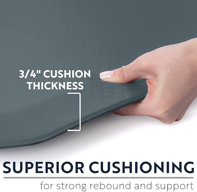 KANGAROO Anti Fatigue Mats for Kitchen Floor, Reduce Foot, Knee Pressure, 3/4 Inch Thick Cushioned Ergonomic Mat, Waterproof Comfort Rug for Under Sinks, Standing Desk, Store Floors, 17x24, Charcoal