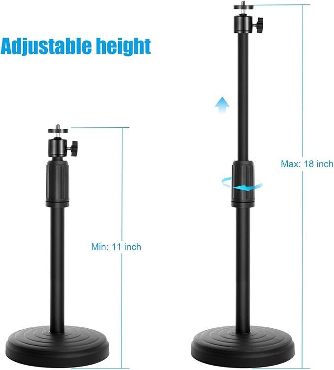 Webcam Stand for Desk, 18 Inch Webcam Tripod Camera Stand with Phone Holder Desktop Webcam Mount for Logitech Webcam C920 C922 C925e C922x C930e C930 C615 and BRIO