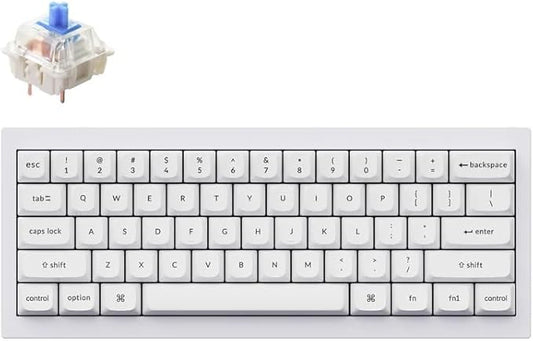 Keychron Q4 Wired Custom Mechanical Keyboard, QMK/VIA Programmable Macro, Full Aluminum, Hot-Swappable Gateron G Pro Blue Switch, 60% Layout Double Gasket Compatible with Mac and Windows - White