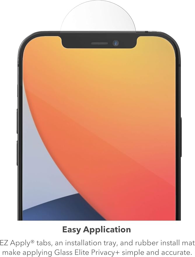 ZAGG InvisibleShield Glass Elite Privacy+ Screen Protector for iPhone 12 Pro Max, Two-Way Privacy Filter, 4X Stronger, Anti-Fingerprint Technology, Easy to Install