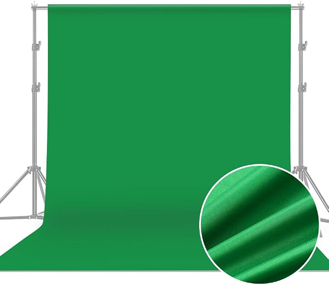 2x3m/6.6x10ft Professional Green Screen Backdrop Studio Photography Background Washable Durable Polyester-Cotton Fabric Seamless One-Piece Design for Product