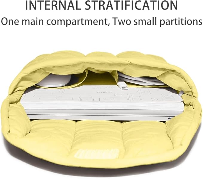 Puffy Laptop Sleeve 11-12 Inch Yellow, Protective Carrying Case for Men and Women, Cute Case Bag Compatible with 11 and 12 Inch Laptops, 10.9" Ipad 10, 10.2" Ipad 7 8 9 in Cover