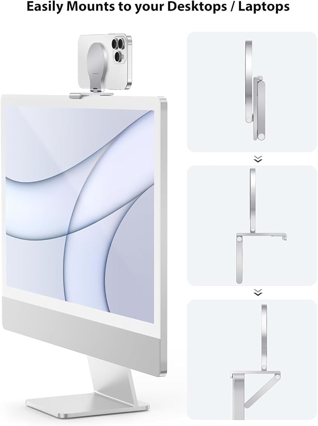 Stouchi Continuity Camera Mount for iMac, Desktop Monitor Compatible iPhone Webcam Mount with Mag-Safe