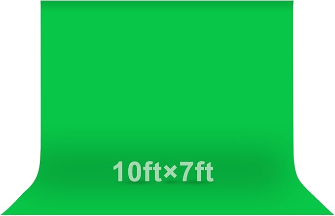EMART Green Screen Photo Backdrop, 10x7 ft Photoshoot Backdrop Chroma Key Green Screen Polyester Cloth Fabric Curtain for Background Removal, Zoom Meeting, Photo Video Studio, Live Streaming