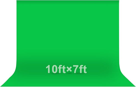 EMART Green Screen Photo Backdrop, 10x7 ft Photoshoot Backdrop Chroma Key Green Screen Polyester Cloth Fabric Curtain for Background Removal, Zoom Meeting, Photo Video Studio, Live Streaming
