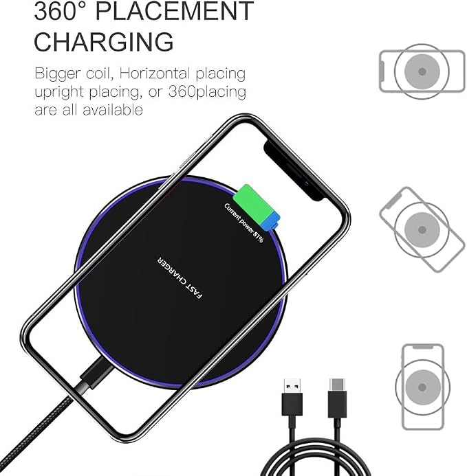 Fast Wireless Charger,20W Max Wireless Charging Pad Compatible with iPhone 17/17 Pro/16/15/14/13/12/SE/XS Max/XR,AirPods;FDGAO Wireless Charge Mat for Samsung Galaxy S25/S24/Note,Pixel/LG