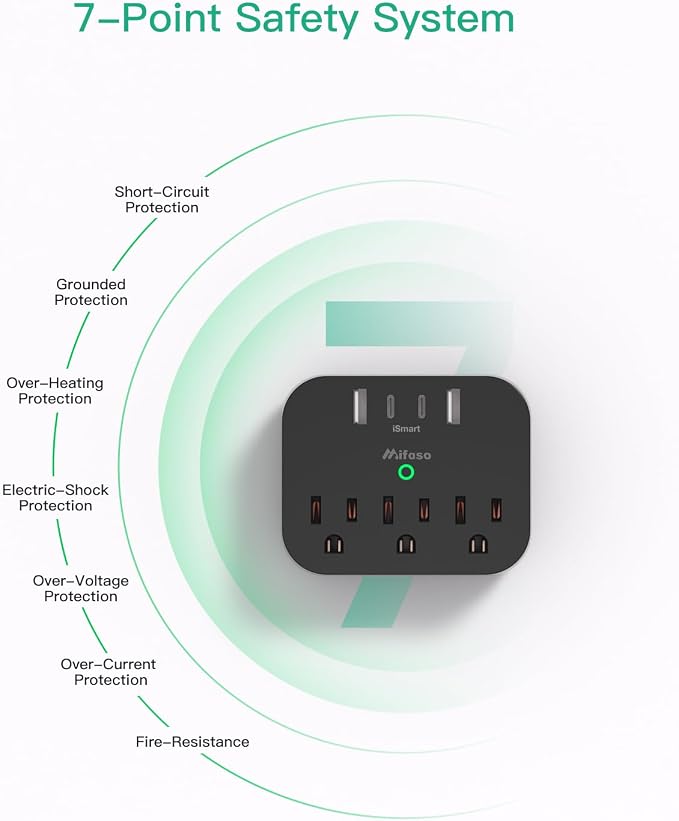 2 PACK Cruise Ship Essentials, Cruise Power Strip with Foldable Plug, Travel Essentials with USB C, Outlet Extender No Surge Protector, Multi Plug Wall Outlet, Outlet Adapter Japan Plug Adapter, Black