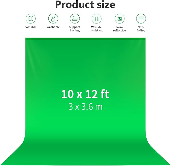 NEEWER 10 x 12FT / 3 x 3.6M PRO Photo Studio Premium Polyester Collapsible Backdrop Background for Photography, Video and Television (Backdrop ONLY) - Green