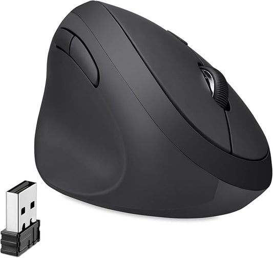 Perixx Perimice-719L, Left Handed Wireless Vertical Mouse, Portable Size for Laptops Computer, 3 Level DPI (Pack of 2)