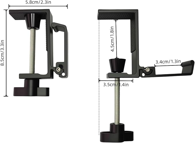 JAKO Headphone Stand for Desk, Aluminum Alloy Foldable Headphone Holder - Headset Stand Hook Mount, PC Gaming Headset Holder Under Desk Clamp for Office, Computer, Student Class Table, Handmade Table