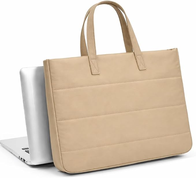 14 Inch Laptop Bag, Water-Repellent Fabric, Compatible with MacBook Pro 14 Inch, MacBook Air, Lightweight Laptop Case for Work, Travel, Study, Light Khaki