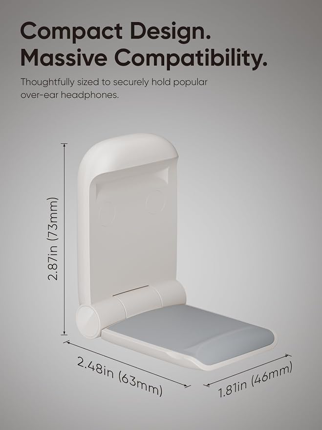 MAMUVIMO Headphone Stand, 2 Pack Headset Stand Foldable, Headphone Holder Hook Mount with Non-Slip Silicone, Adhesive Earphone Desk Hanger Clip Space-Saving for Airpods Max, All Earphones - Starlight