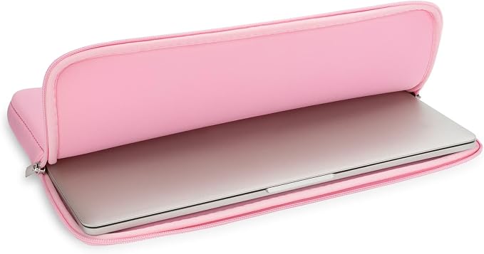 RAINYEAR 15 Inch Laptop Sleeve 15" Protective Soft Case Cover Bag with Accessories Pouch, Compatible with 15.4" MacBook Pro/Air A3448 A3241 A2941 A3114 A1938 A1707 A1990 (Pink)