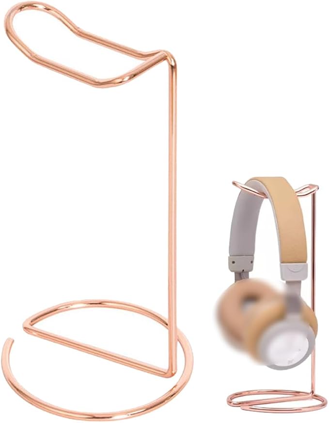 Metal Headphone Stand Headset Bracket Holder,Iron Earphone Display Rack Hanger for Gaming Room Working Table (Rose Gold)