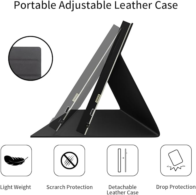 CUQI 7 Inch Mini Monitor, IPS 1024 × 600 HDMI Portable Monitor with Leather Stand for Raspberry Pi 5/4, Laptop, PC, Switch, Xbox, PS4