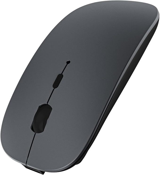 SUNGI Bluetooth Mouse,Wireless Slim Silent Mouse Jiggler Rechargable Mouse for iPad/MacBook/Tablet/PC/Cellphone,Gray