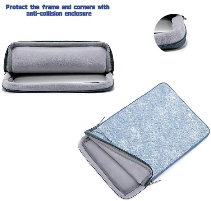 Kinmac 360° Protective Vertical Laptop Sleeve Case Cover Bag (Blue Denim PU, 15.6 inch-16 inch)