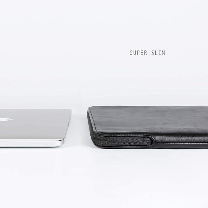 Comfyable Slim Laptop Sleeve Compatible with 13 Inch MacBook Air 13 in M5 M4 M3 M2, 13" MacBook Pro/Neo, PU Leather Bag Water-Resistant Cover Case, Black