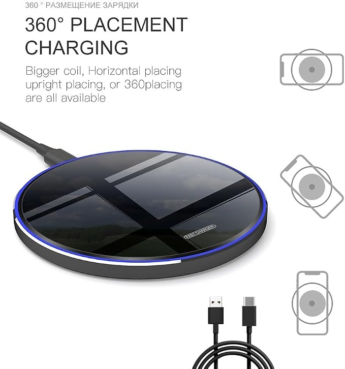 Fast Wireless Charger,20W Max Wireless Charging Pad Compatible with iPhone 17/17 Pro/Pro Max/16/15/14/13/12,AirPods;FDGAO Induction Charge Mat for Samsung Galaxy S25/S24/S23/S20/Pixel/G8