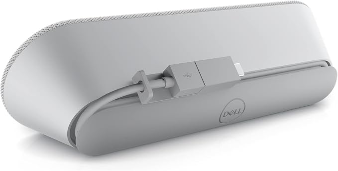 Dell SP3022 USB Computer Speaker for PC, Laptop, Monitor, Business Conference-Mini Soundbar Speakerphone, AI Noise Echo Cancellation, Full Duplex Audio, 2 x 1.8W, MS-Teams Certified - Platinum Silver
